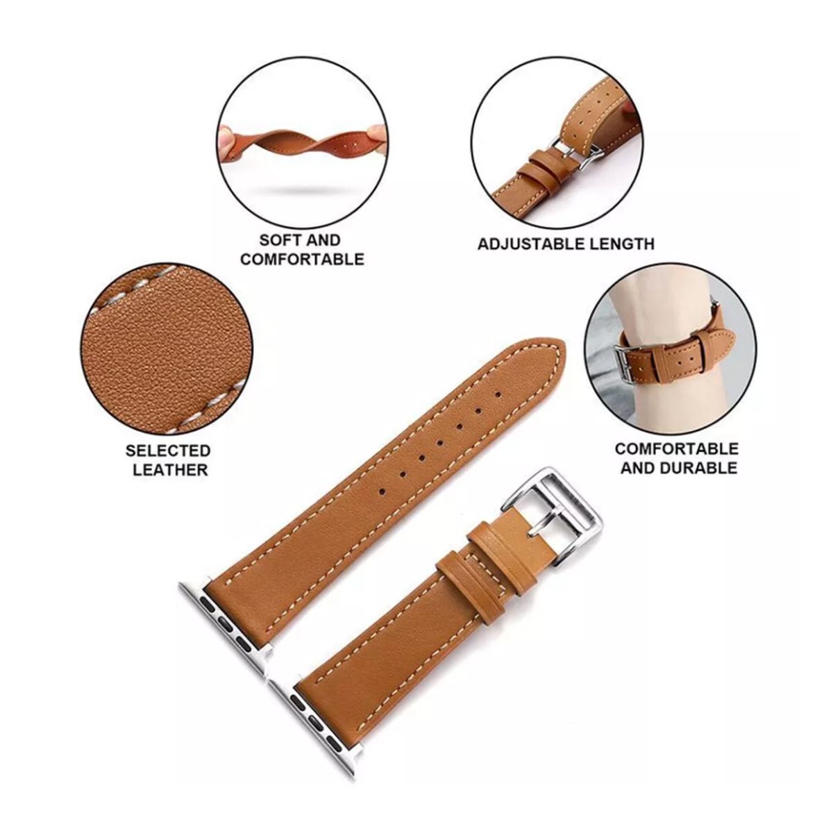 GENERICO - Correa Para Applewatch Y Watch Cuero NCO 38-40-41mm Beige