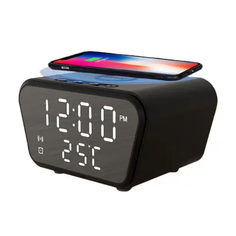 GENERICO - Cargador Inalámbrico 3 en 1 Reloj Despertador con Temperatura AY-21