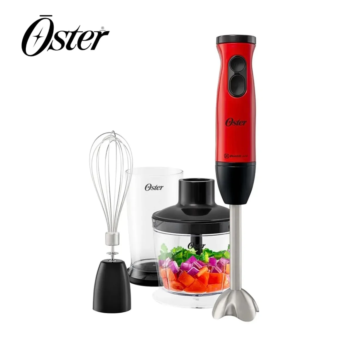 OSTER - Batidora de Inmersión Oster 400W CUCHILLA QUADBLADE rojo - FPSTHB460A