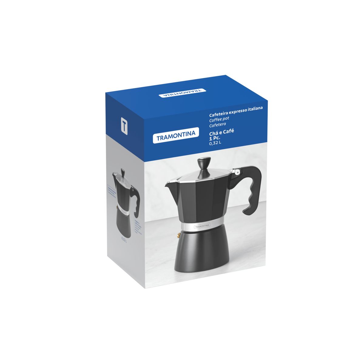 TRAMONTINA - Cafetera Expresso Italiana Tramontina en Aluminio Negro