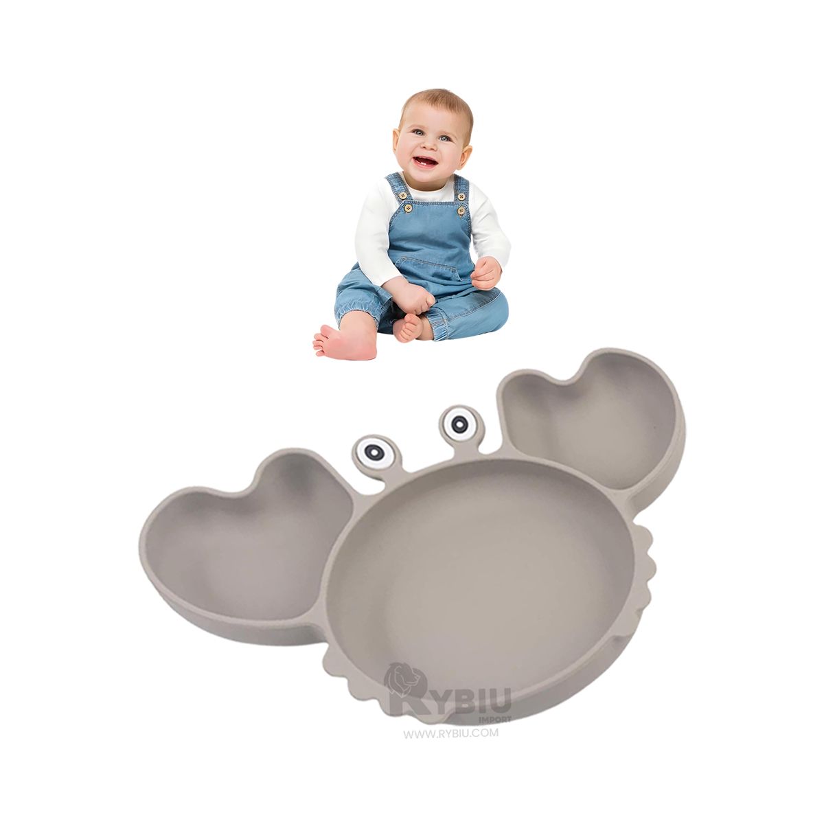 GENERICO - Tazon Infantil de Cangrejo en Plomo Y+Envoltorio de Regalo