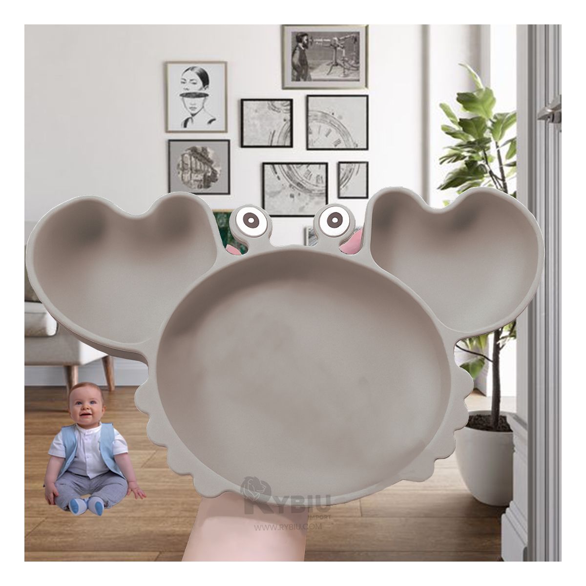 GENERICO - Tazon Infantil de Cangrejo en Plomo Y+Envoltorio de Regalo