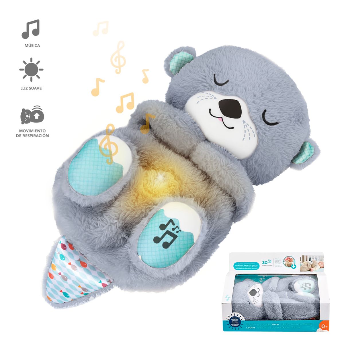 KELLER - Peluche Sensorial Hora de Dormir Nutria Musical Acero F09