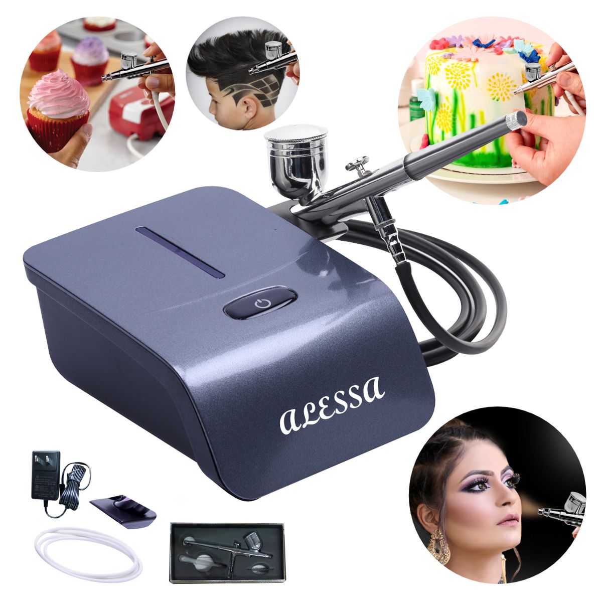 GENERICO - Aerografo Profesional Multiuso Gris Alta Potencia