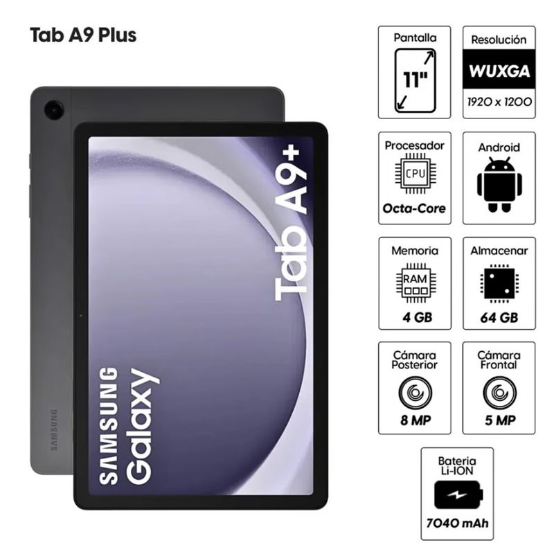 SAMSUNG - Tablet Samsung Galaxy Tab A9 Plus 11 WUXGA 4GB RAM 64GB Graphite