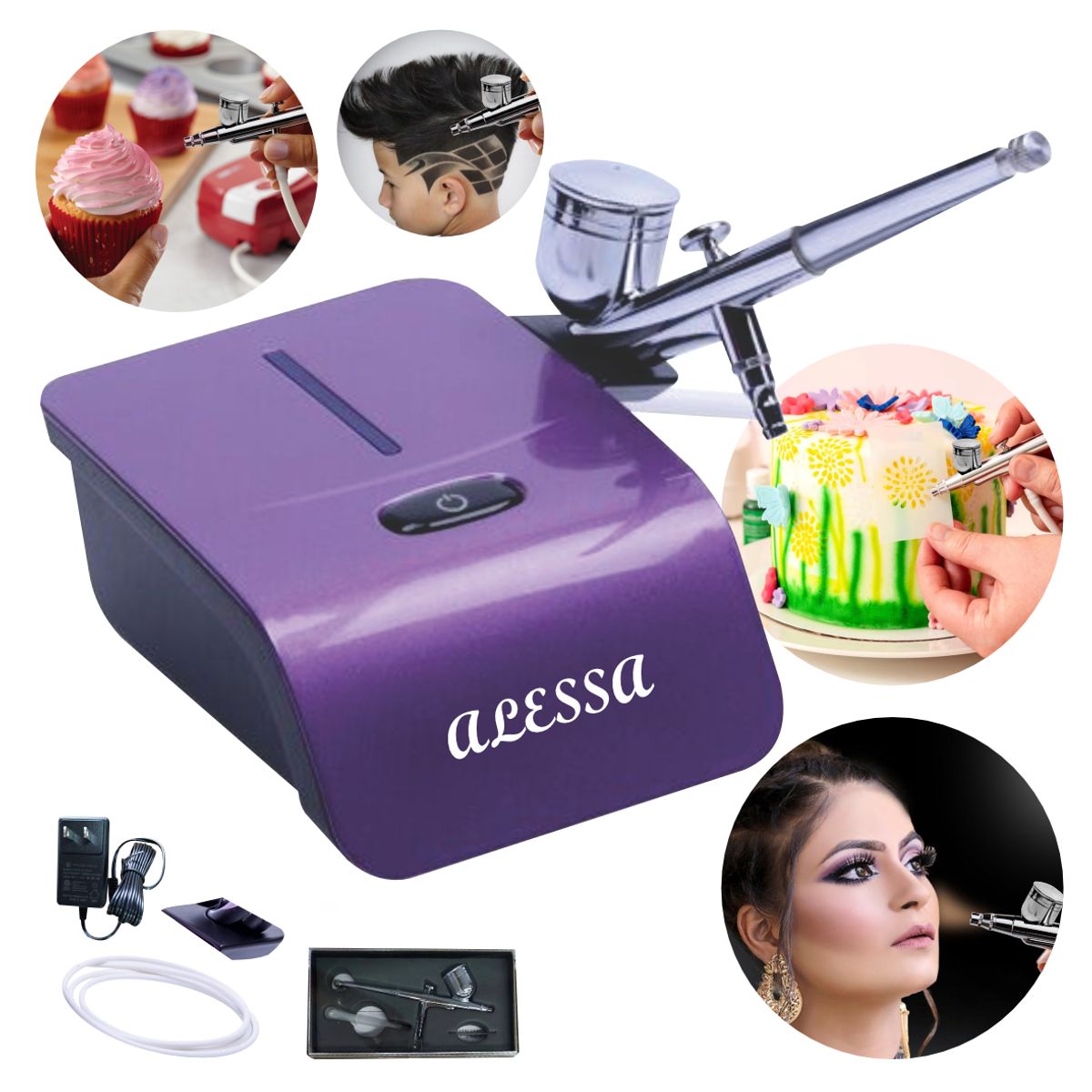 GENERICO - Aerografo Profesional Multiuso Morado Alta potencia