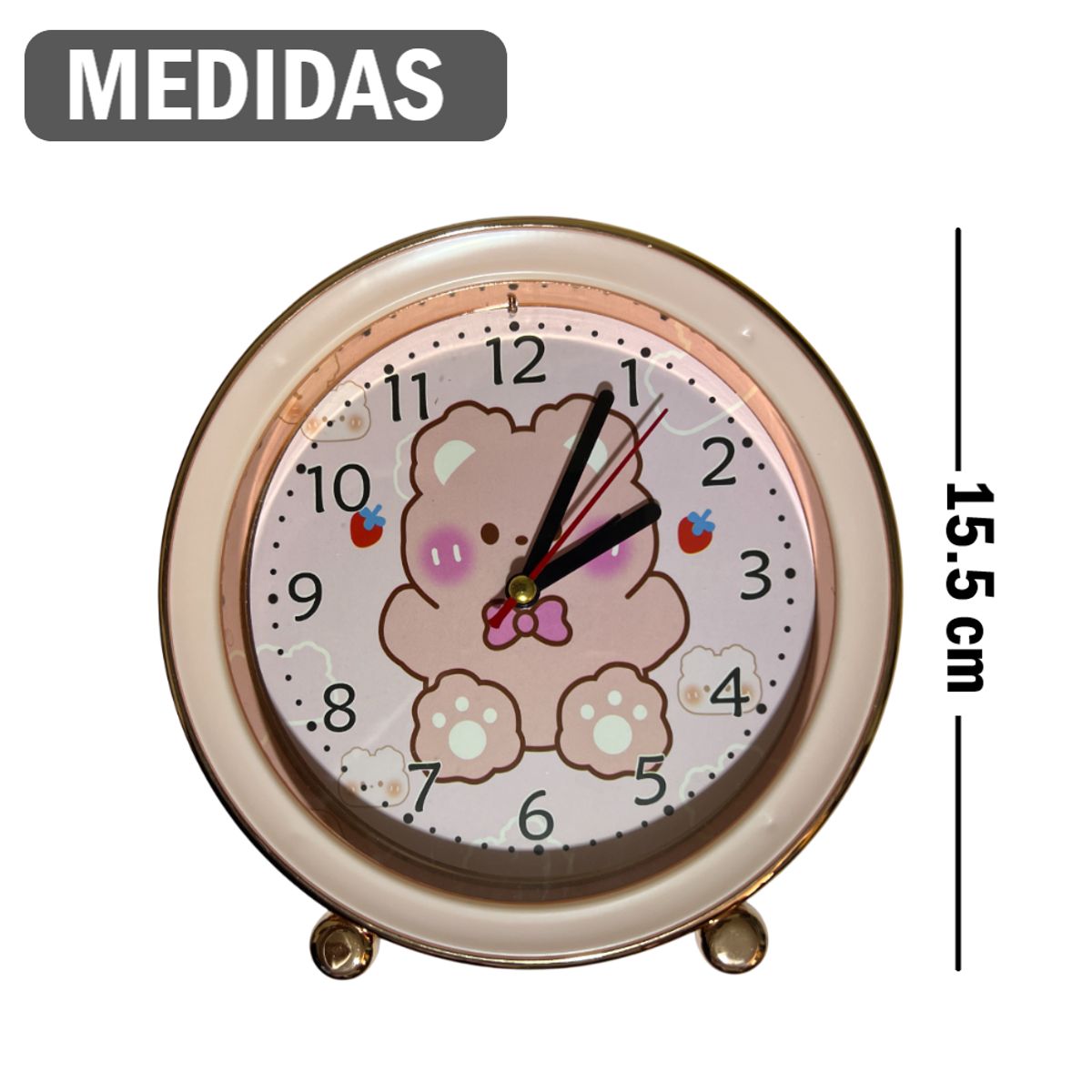 GENERICO - Reloj con alarma de 15cm diseño dibujos - Rosado