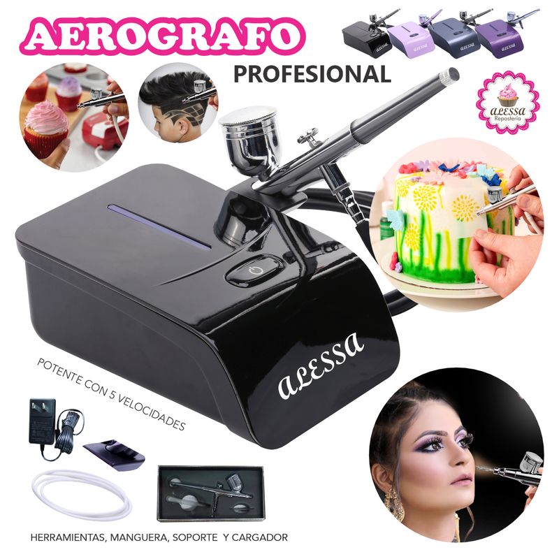 GENERICO - Aerografo Profesional Multiuso Negro Alta potencia