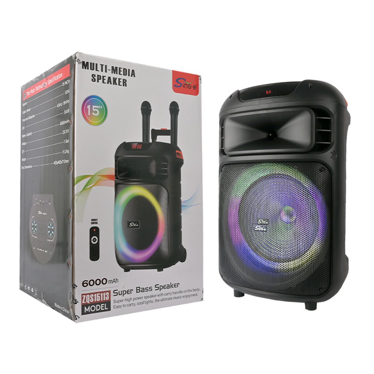 GENERICO - Parlante con control y micrófono SING-E ZQS15113 BLUETOOTH