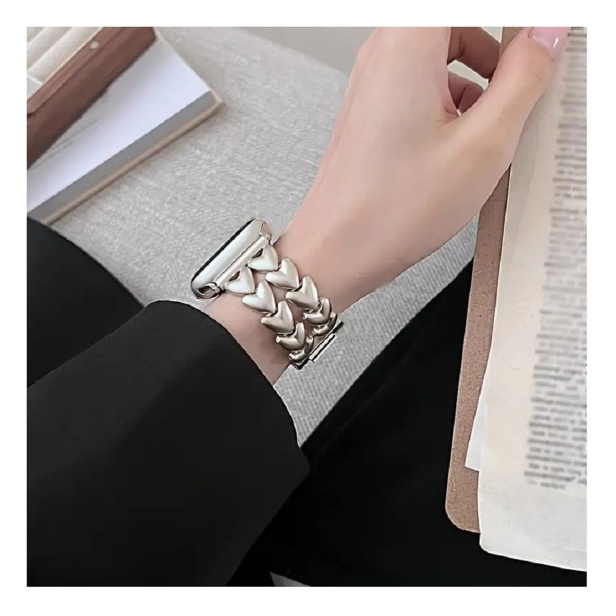 GENERICO - Correa Para Applewatch Y Watch Heart steel 38-40-41mm Starlight