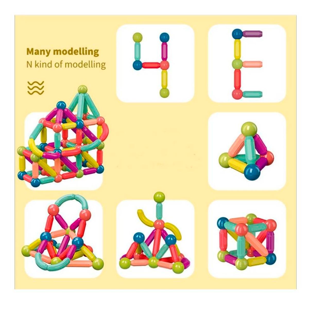 GENERICO - Juego de Bloques Magneticos Sticks 64 pzas