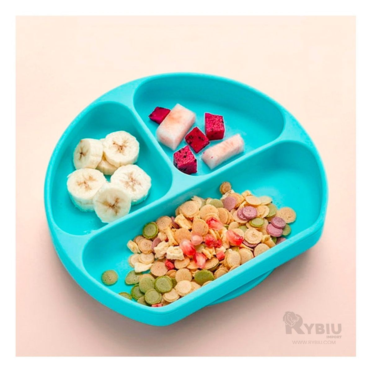 GENERICO - Plato con Seguridad Infantil Celeste Y+Regalo Stickers