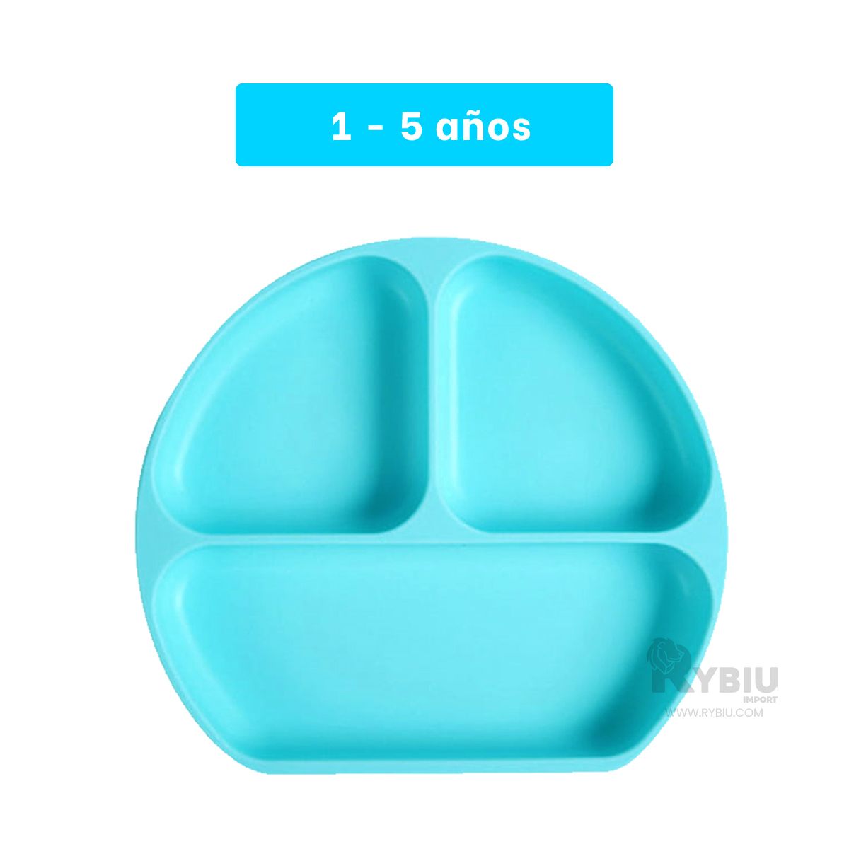 GENERICO - Plato con Seguridad Infantil Celeste Y+Regalo Stickers