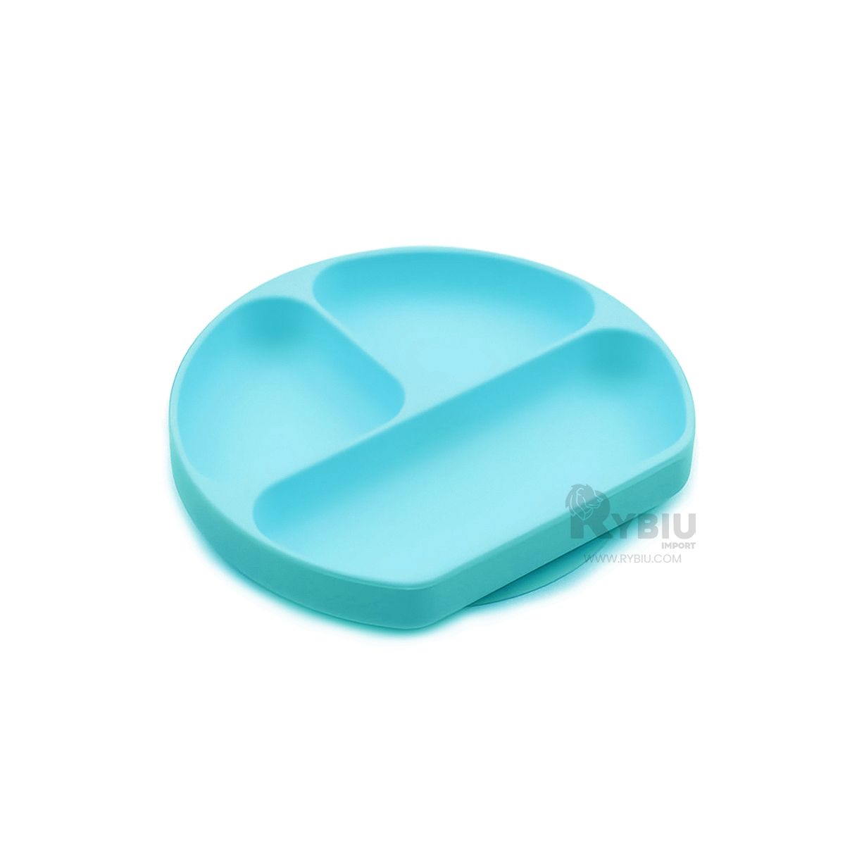 GENERICO - Plato de Silicona de 3 Divisiones para Bebe en Color Celeste