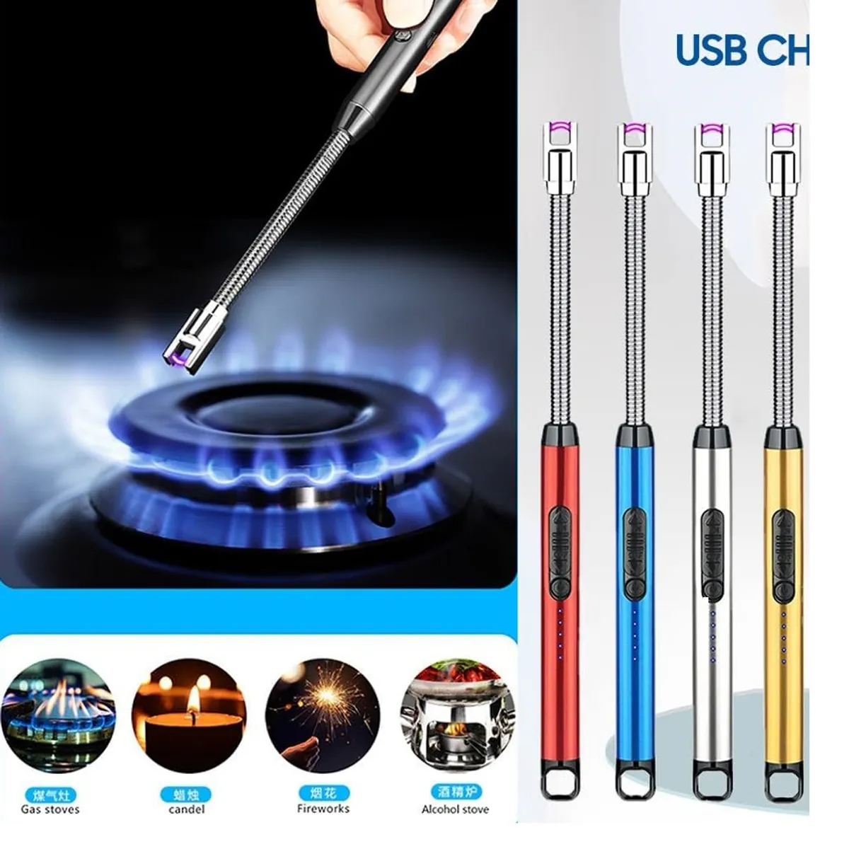 GENERICO - Encendedores eléctricos de cocina recargable USB