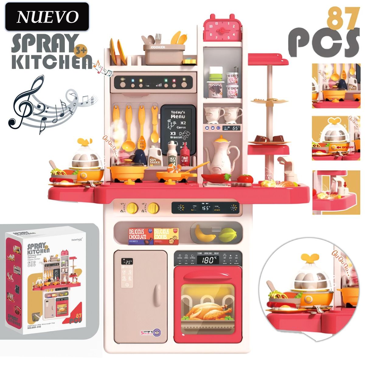 GENERICO - Juguete Set de Cocina con Horno Luz y Sonido 87 Piezas