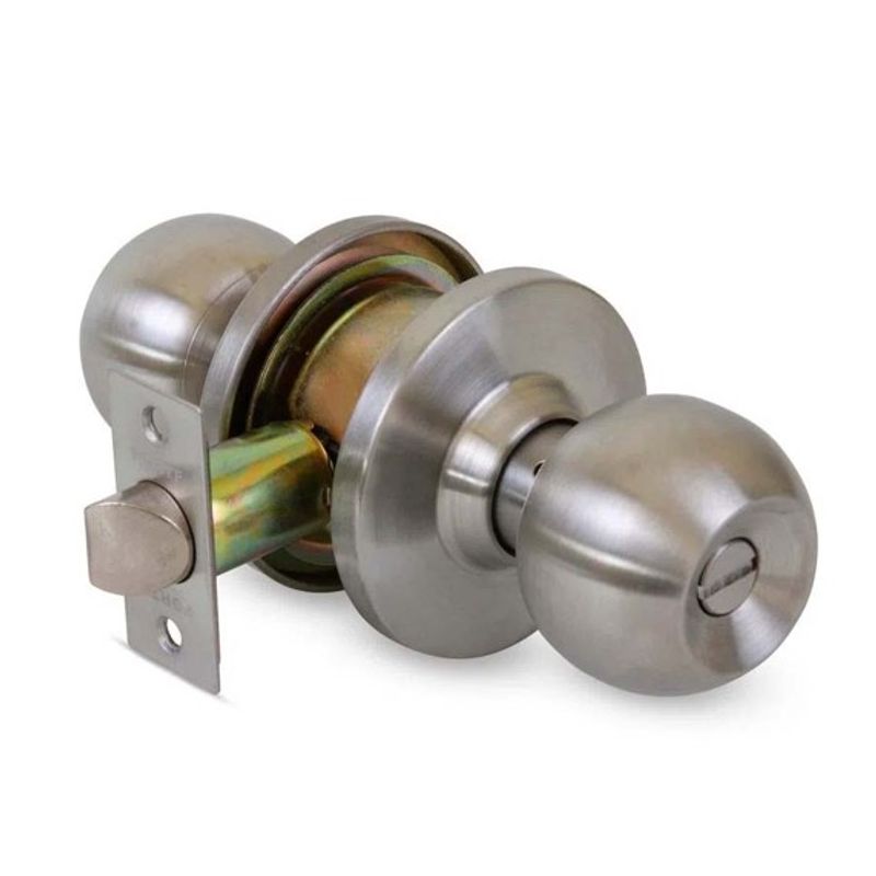 C&A - Cerradura T/Bola C/Botón Satinado p/Dormitorio  C/Llave C&A