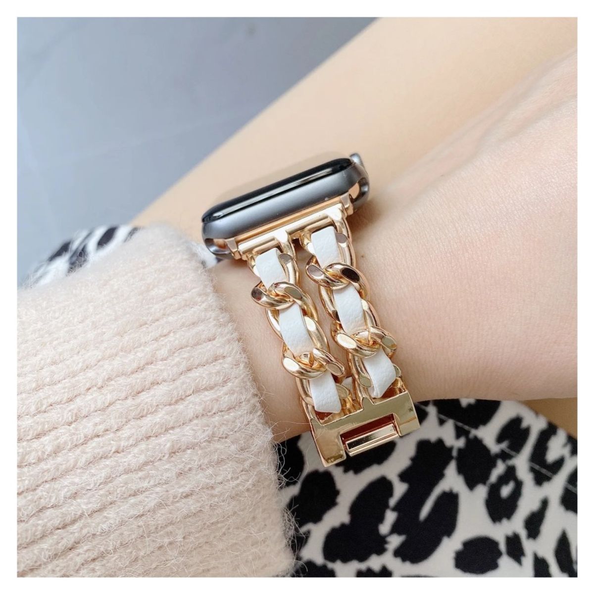 GENERICO - Correa Para Applewatch Y Watch Trend Belt 38-40-41mm Oro - Blanco