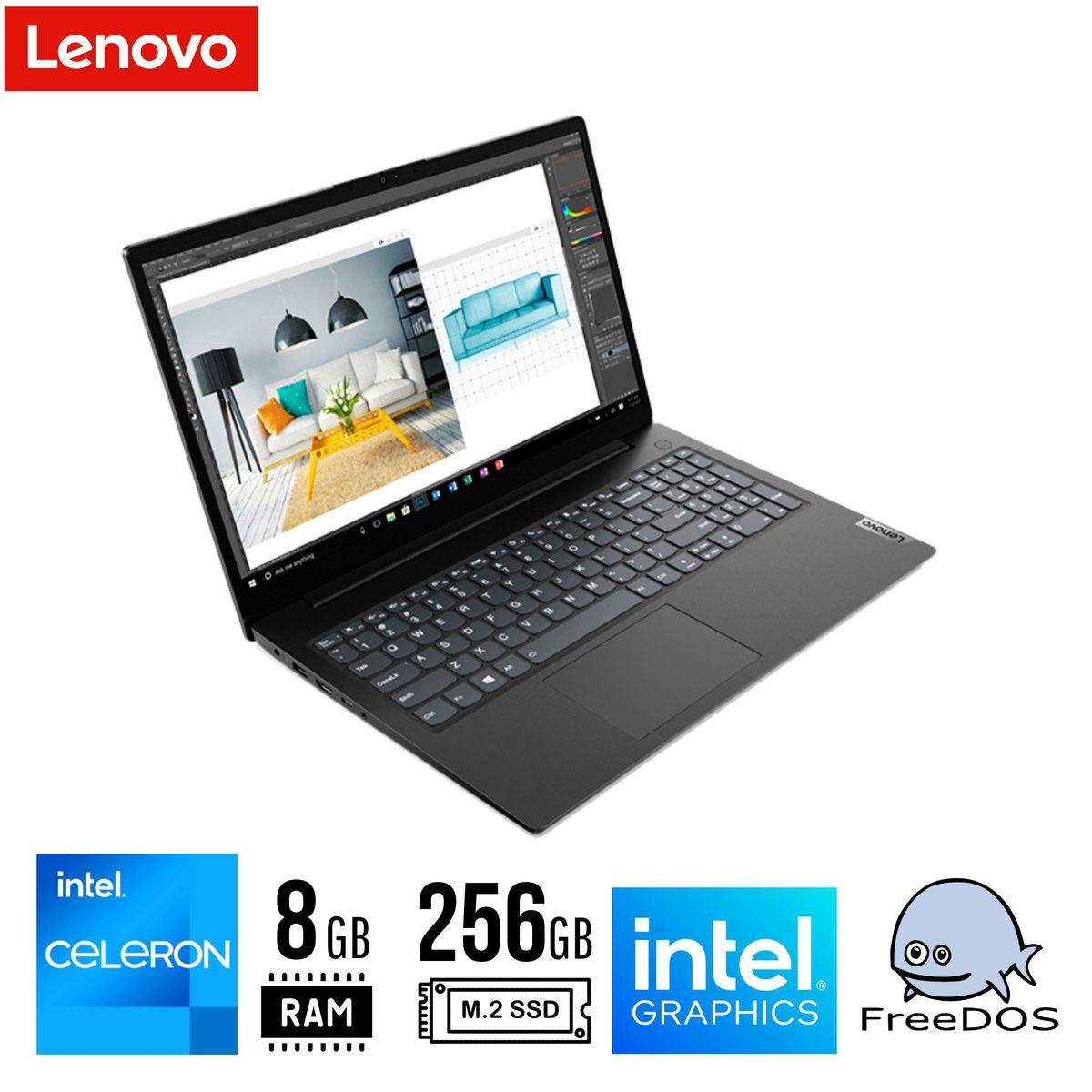 LENOVO - Laptop   Lenovo V15 G2 IJL, 15.6" FHD TN Celeron N4500 1.1/2.8GHz 8GB 256GB SSD FREEDOS