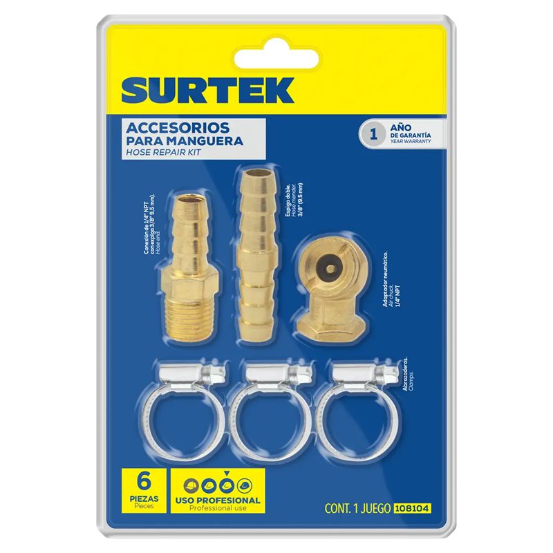 SURTEK - ACCESORIOS PARA MANGUERA,  6 PIEZAS - SURT108104
