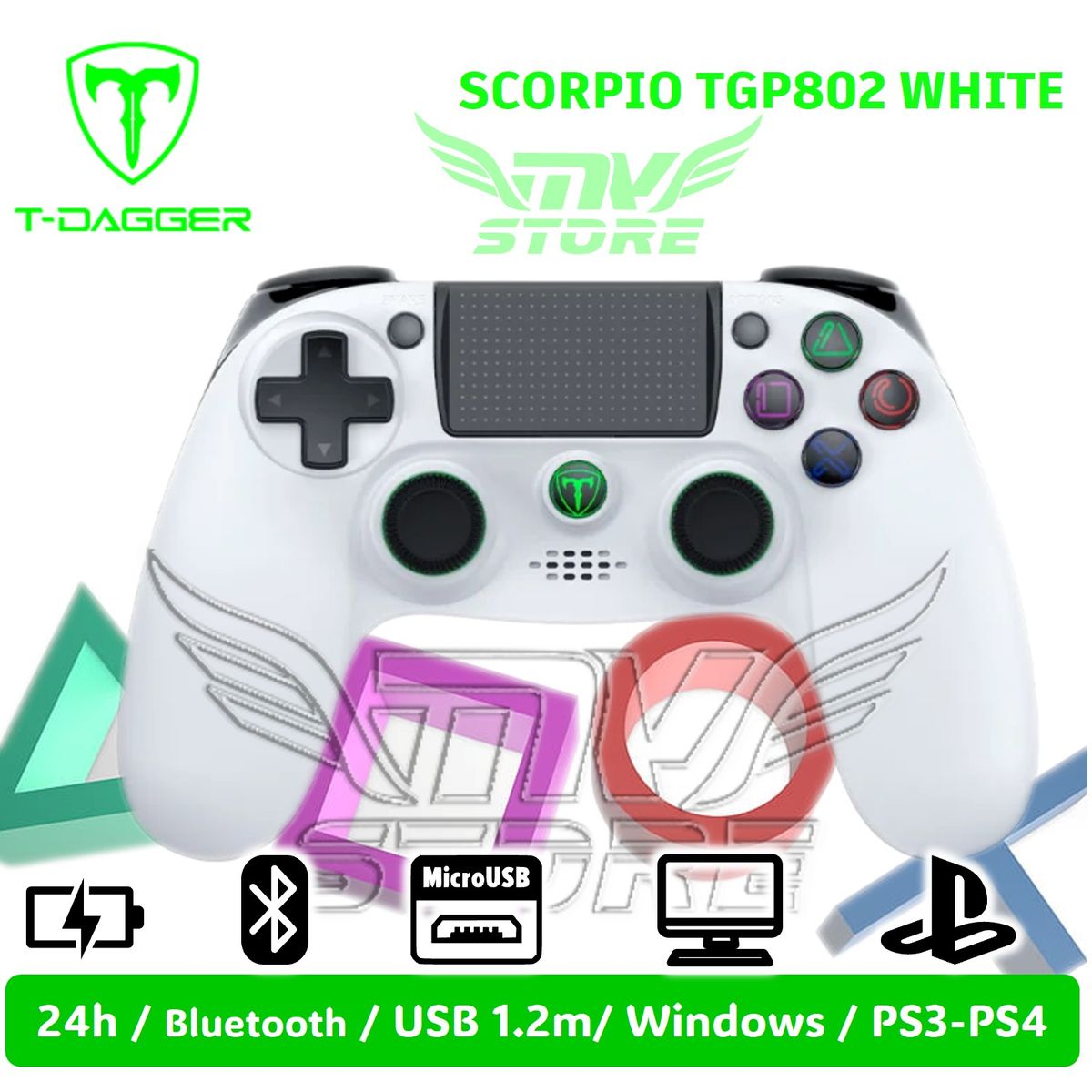 T-DAGGER - Mando Inalambrico Scorpio TGP802 PC PS4 Bluetooth Recargable