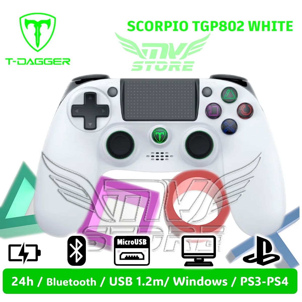 T-DAGGER - Mando Inalambrico Scorpio TGP802 PC PS4 Bluetooth Recargable