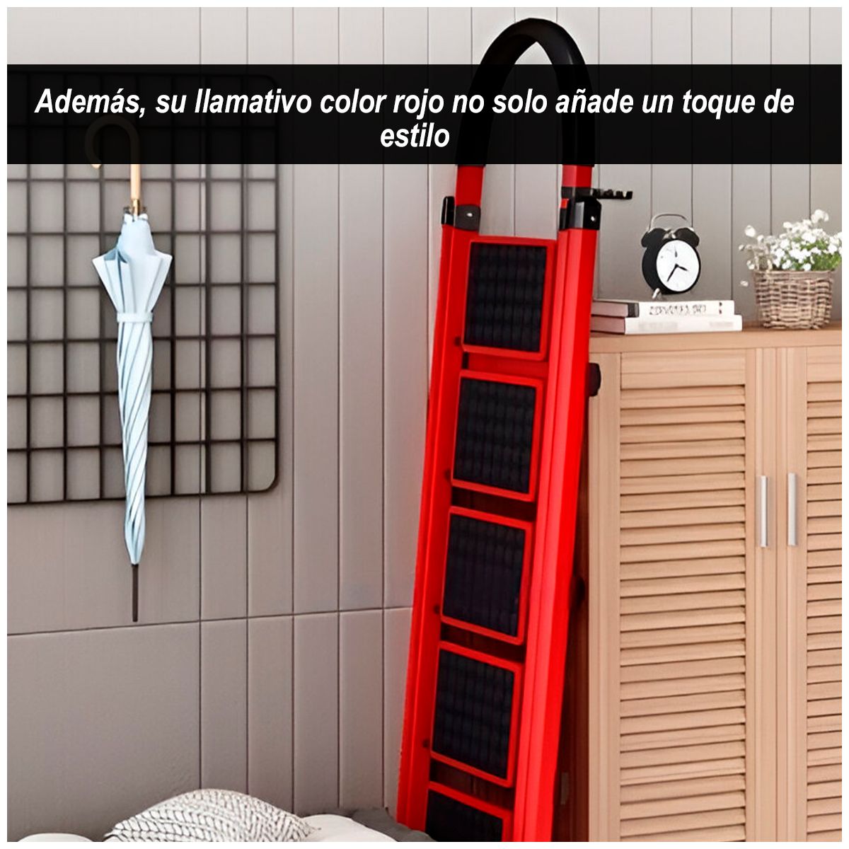 GENERICO - Escalera plegable de 6 pisos 185 cm Rojo