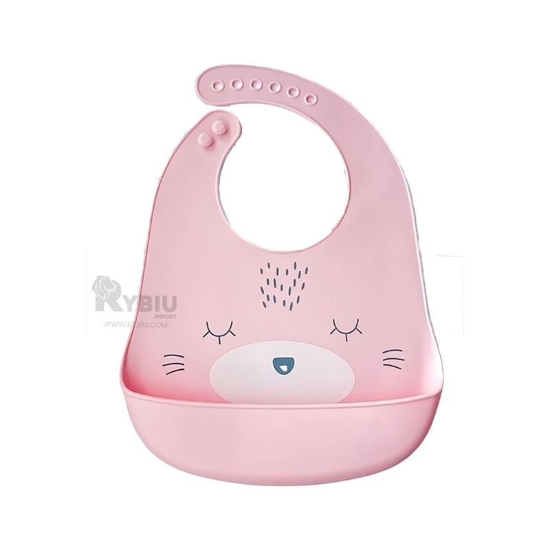 RYBIU IMPORT - Babero Resistente al Agua para Bebe en Rosado Y+Stickers