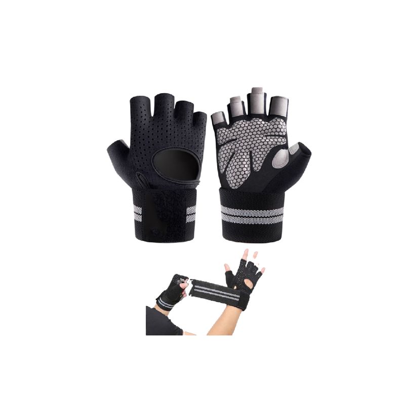 ARGYMPRO - Guante Deportivo Con Muñequera Transpirable gimnasio Grey TS