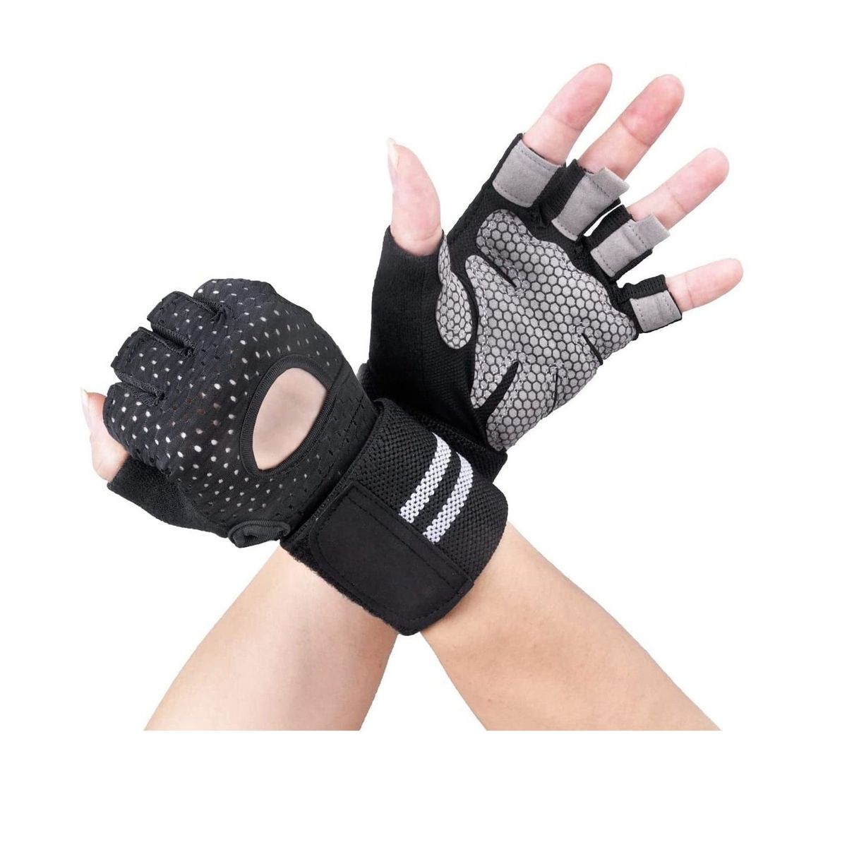 ARGYMPRO - Guante Deportivo Con Muñequera Transpirable gimnasio Grey TS