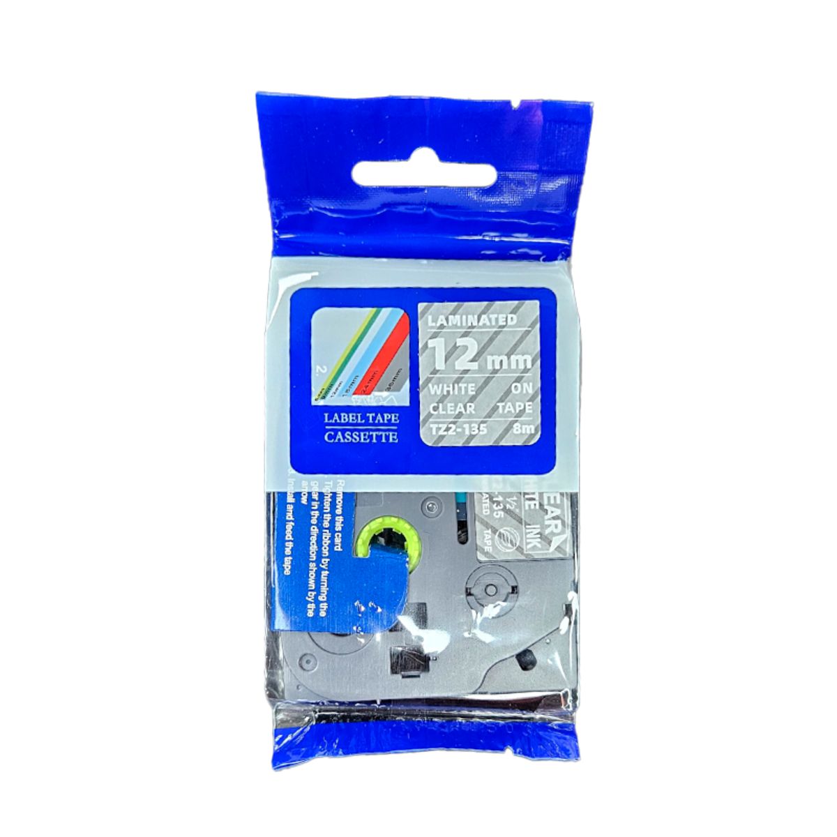BROTHER - CINTA BROTHER COMPATIBLE TZ2-135 BLANCO SOBRE TRANSPARENTE
