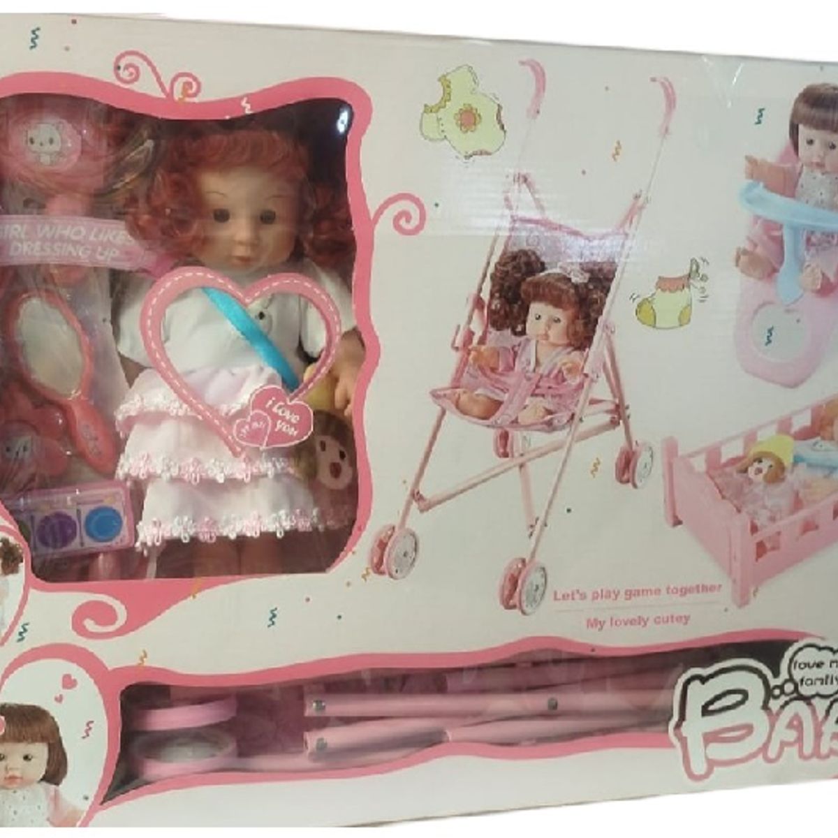 GENERICO - Juguetes Muñeca Babé  4en 1 coche cuna silla de comer