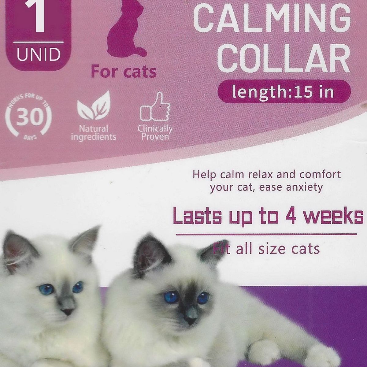 GENERICO - Collar Calmante de Feromonas para Gatos Violeta - Reduce Ansiedad