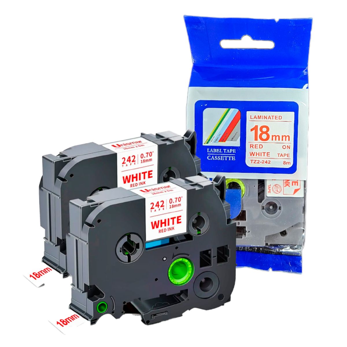 BROTHER - CINTA BROTHER COMPATIBLE TZ2-242 ROJO SOBRE BLANCO