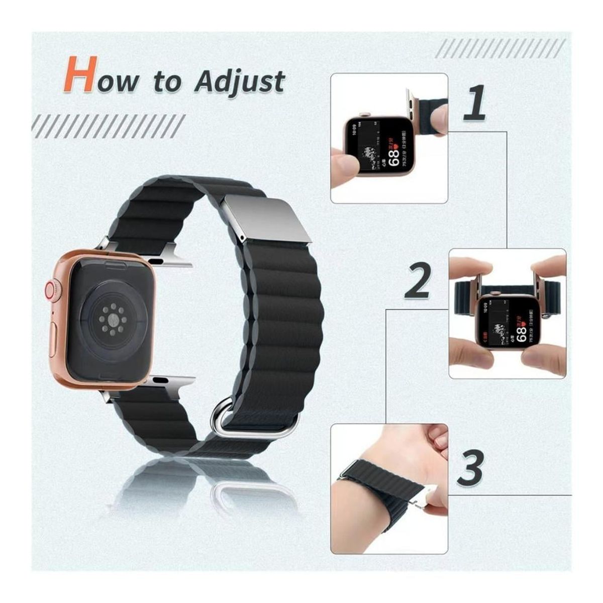 GENERICO - Correa Para Applewatch Y Watch Hebilla Magnética 38-40-41mm Negro