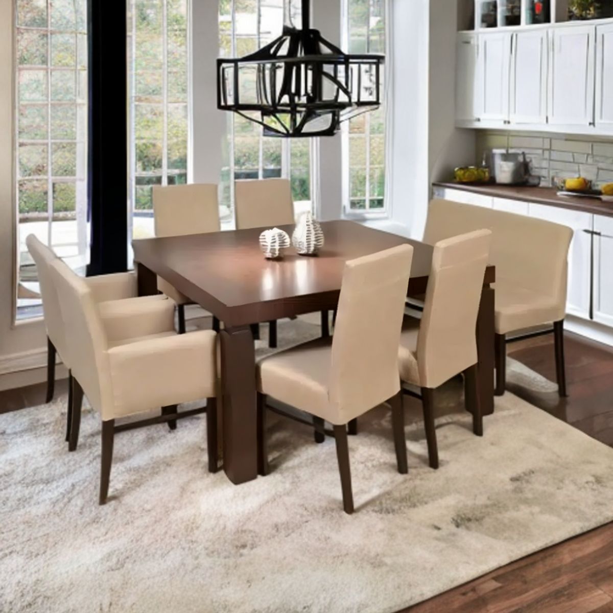 HOGAR & SPACIOS - HYS COMEDOR 8 SILLAS HAVRE ALMENDRA