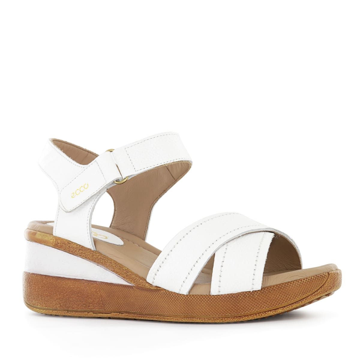 ECCO - Sandalias Taco Cuña Mujer Ecco Winona14 Blanco Cuero Natural