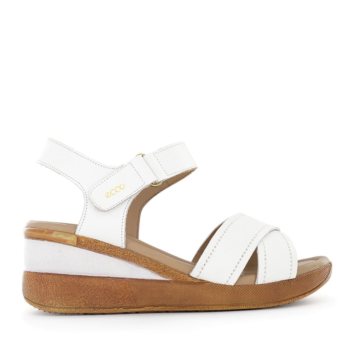 ECCO - Sandalias Taco Cuña Mujer Ecco Winona14 Blanco Cuero Natural