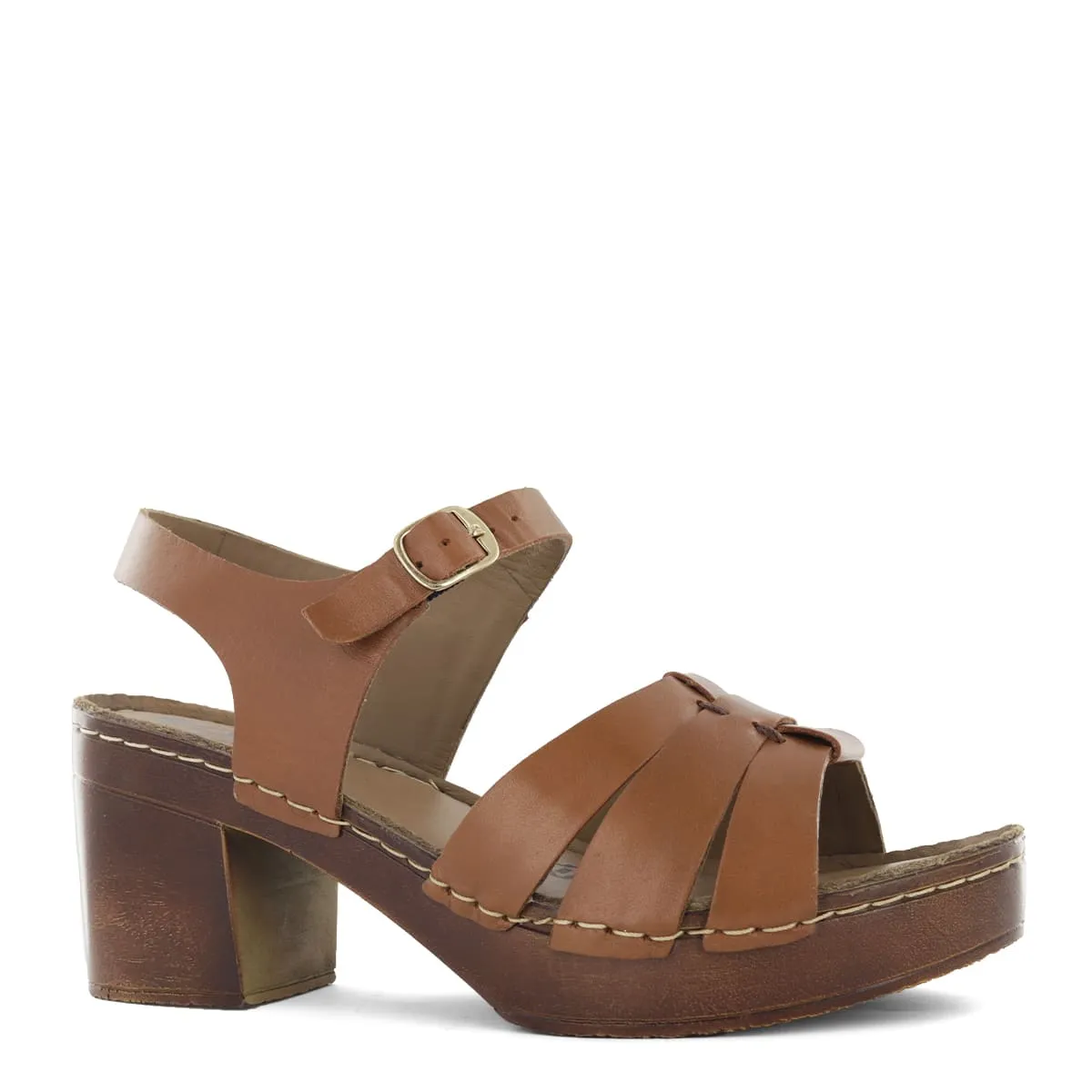 ECCO - Sandalias con Taco Mujer Ecco Telma03 Toffee Cuero Natural