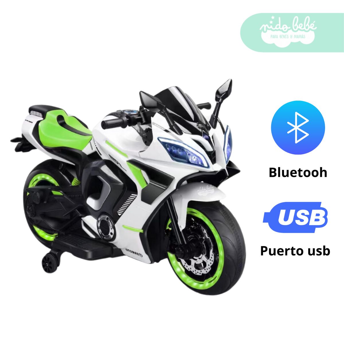 GENERICO - Moto a Bateria R9 super Jamp Blanco