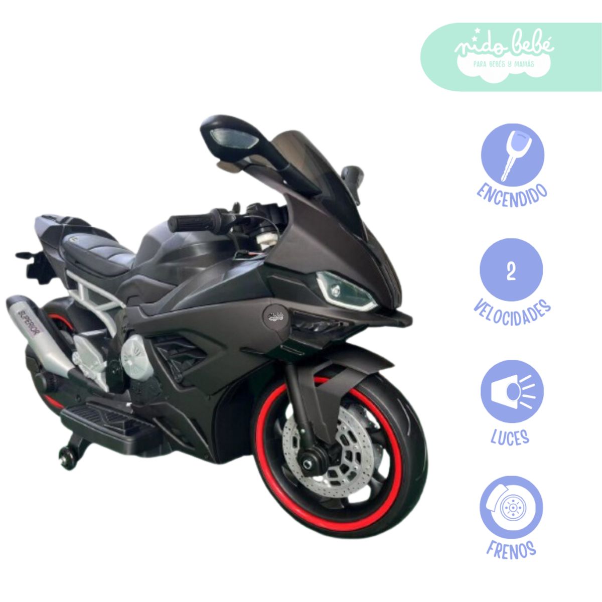 GENERICO - Moto a Bateria R12 super Volt Black