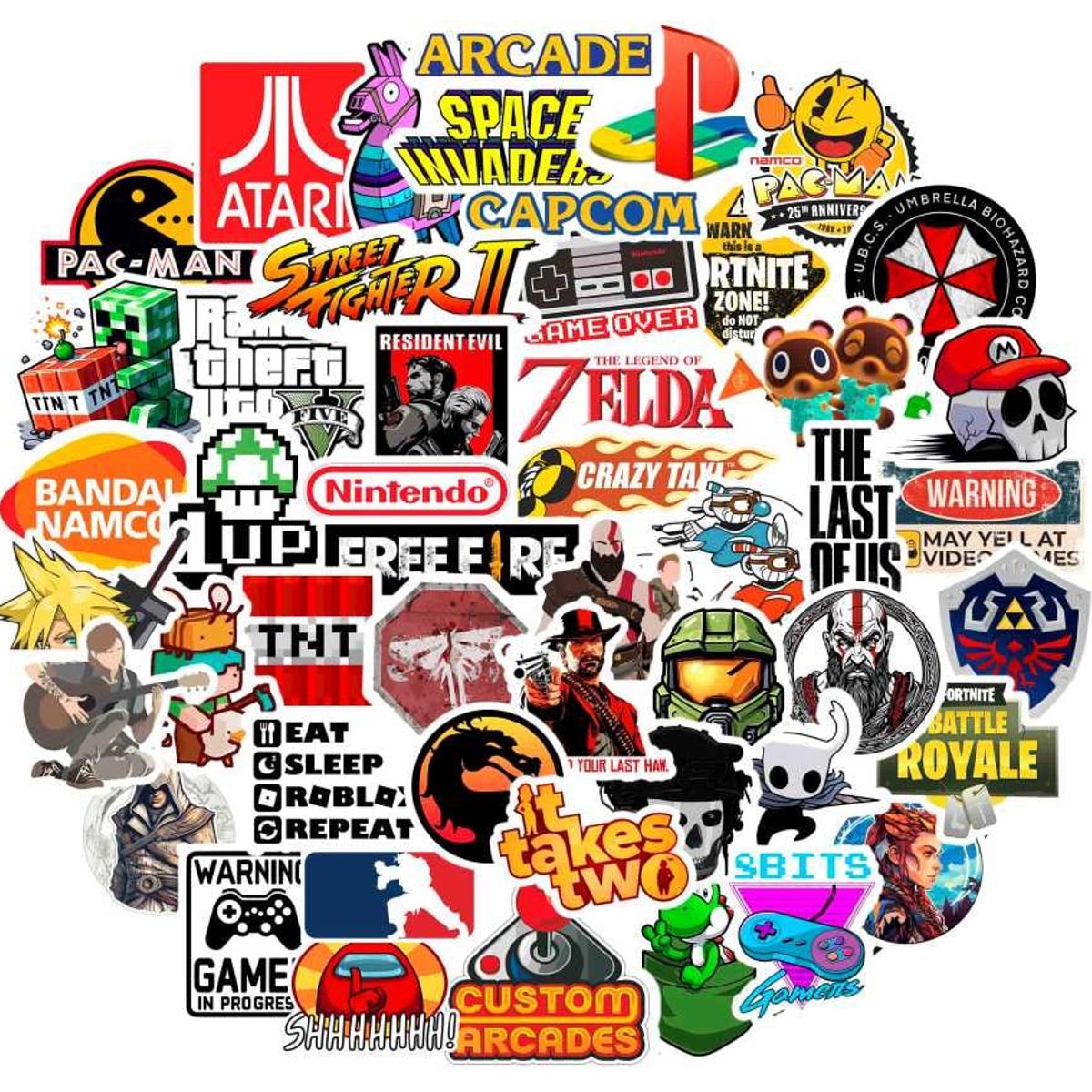 GENERICO - Sticker Video Juegos pack 50 pegatinas Gamer resistente al agua