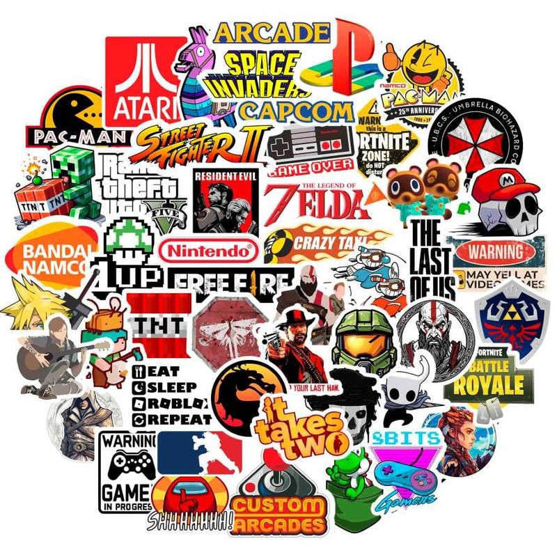 GENERICO - Sticker Video Juegos pack 50 pegatinas Gamer resistente al agua