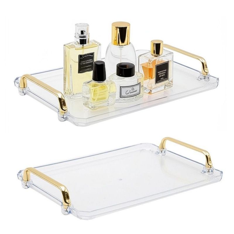 HOGARMAS - Bandeja Decorativa con Asas Doradas