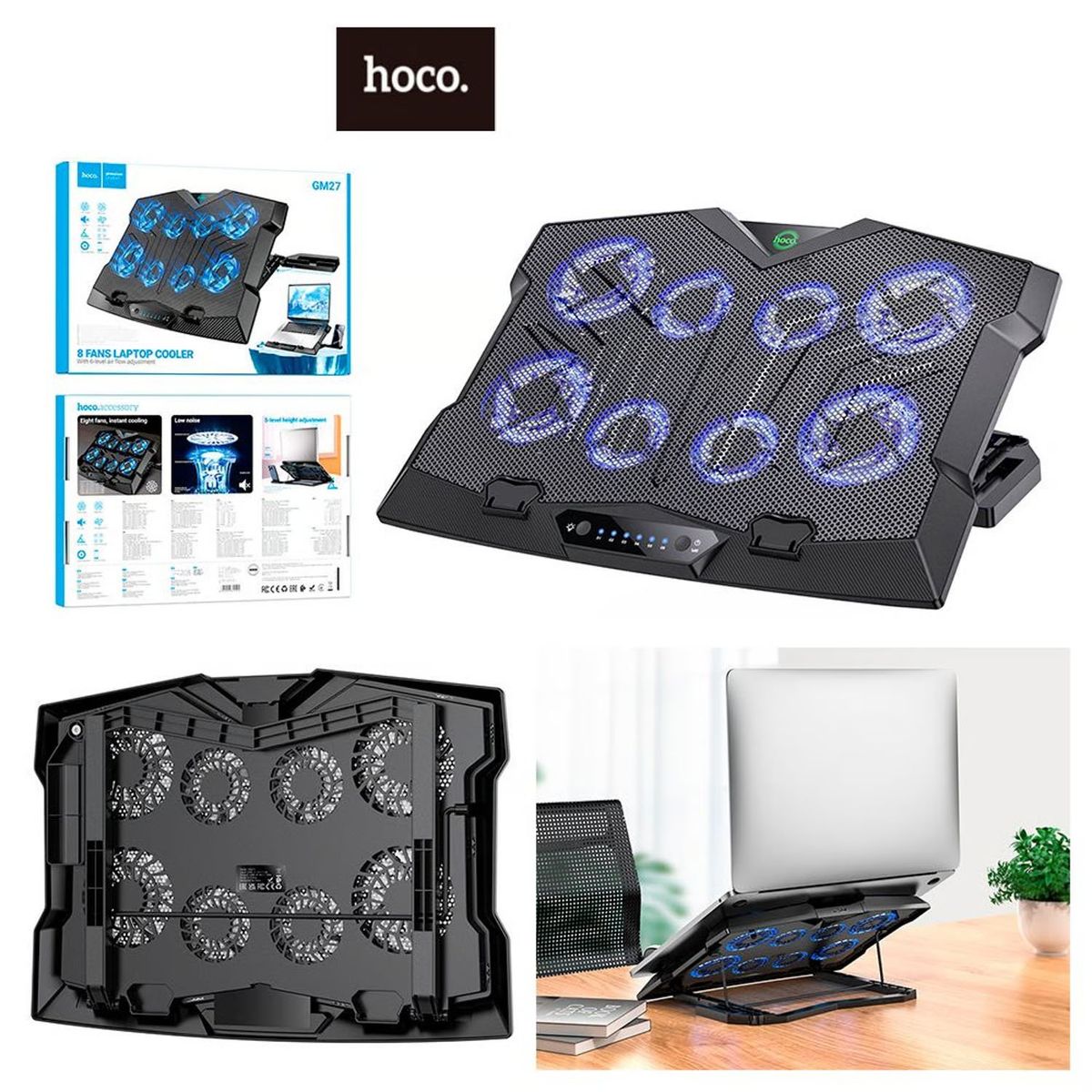 HOCO - Cooler para Laptop Notebook 8 aspas Hoco GM27