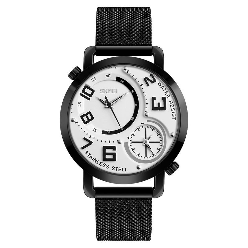 SKMEI - Reloj Skmei 9168 Blanco analógo correa Mesh