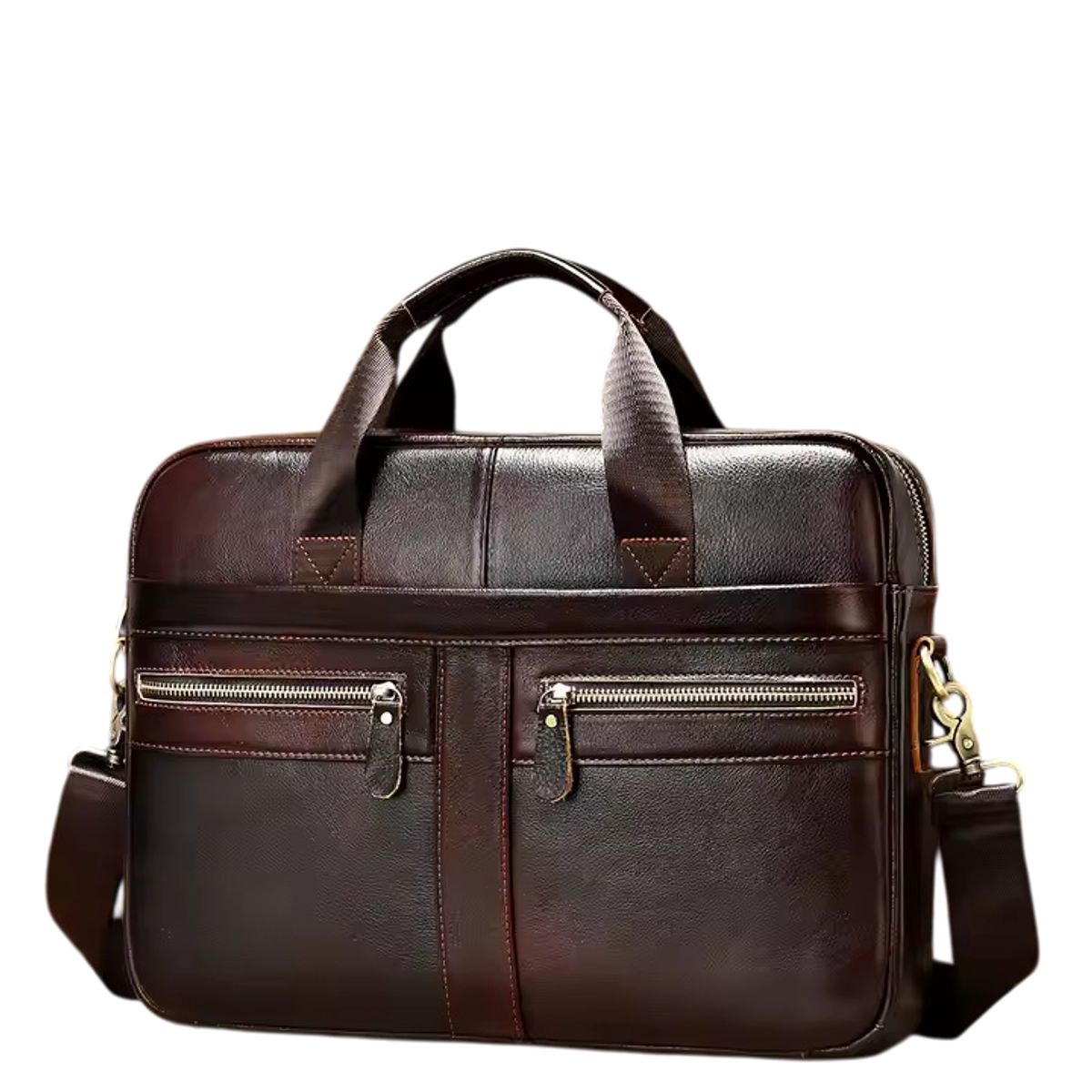 GENERICO - Maletin cuero genuino Mod2099 Marron Oscuro