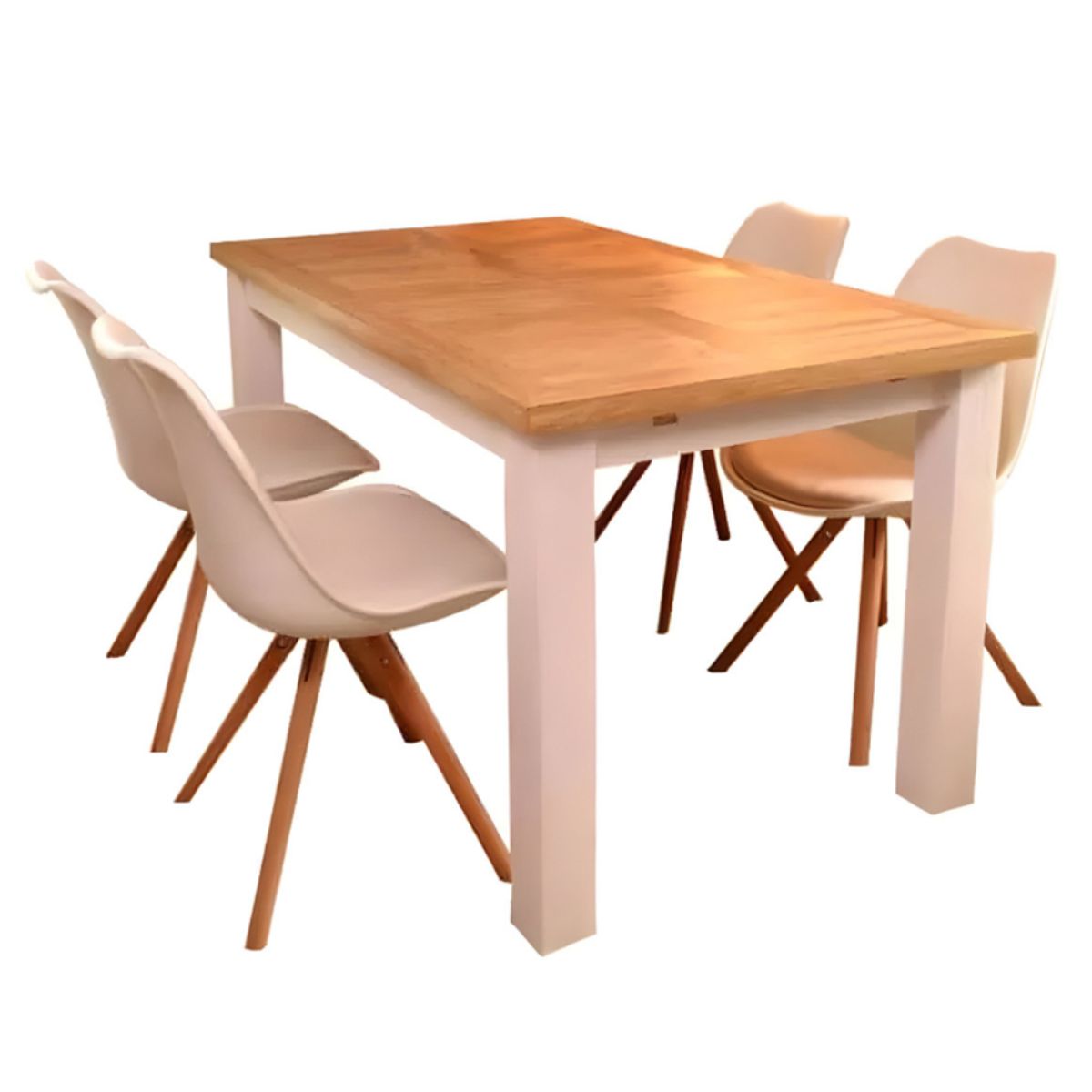 HOGAR & SPACIOS - HYS COMEDOR 4 SILLAS CARL VINTAGE BLANCO