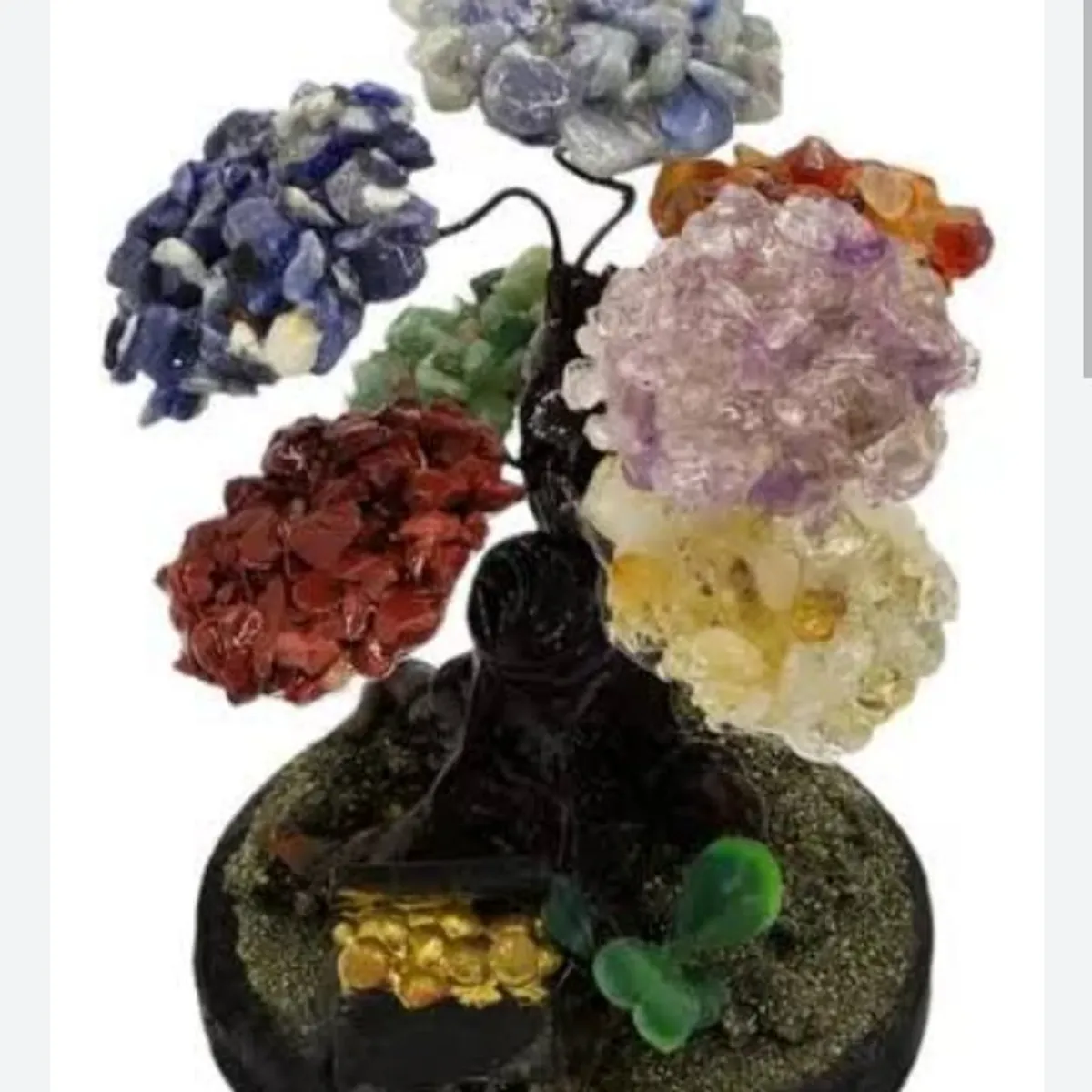 GENERICO - ARBOLITO  DE LA FELICIDAD BONSAI MEDIANO CON PIEDRAS DE CUARZO