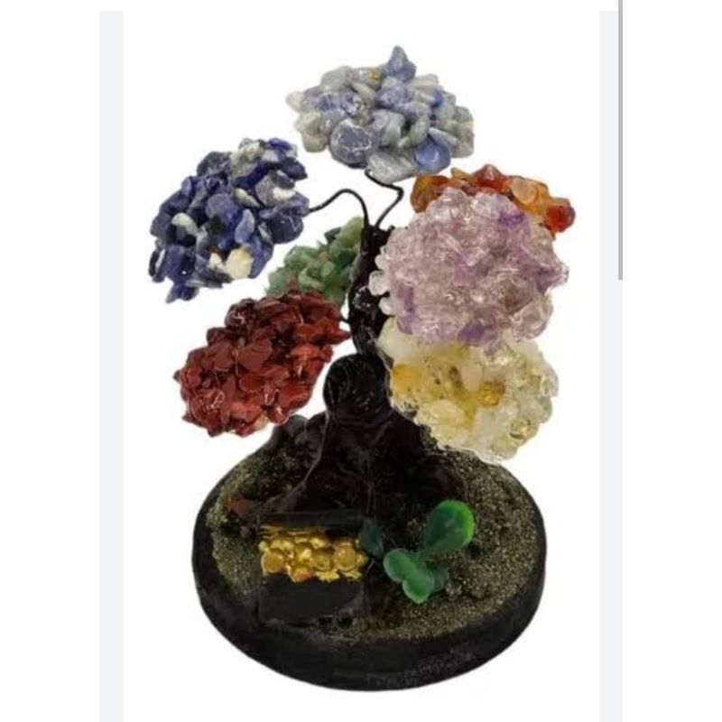 GENERICO - ARBOLITO  DE LA FELICIDAD BONSAI MEDIANO CON PIEDRAS DE CUARZO